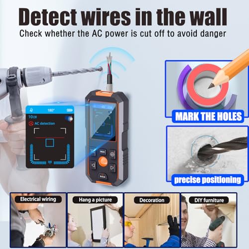 Stud Finder Wall Scanner 3IN1 Stud Detector Beam Detector Laser Rangefinder - color: Red