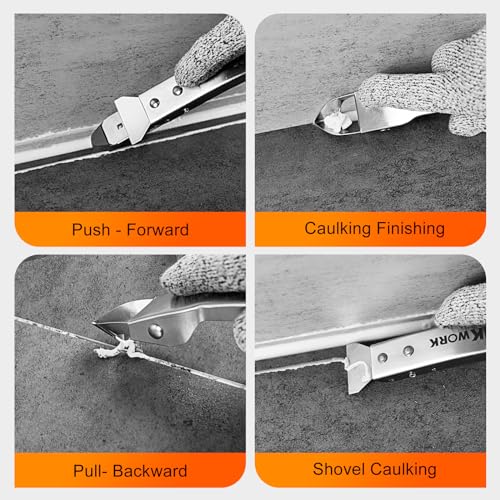 4 in 1 Silicone Caulking Tool Kit, Stainless Steel Caulk Remover Tool - color: Silver