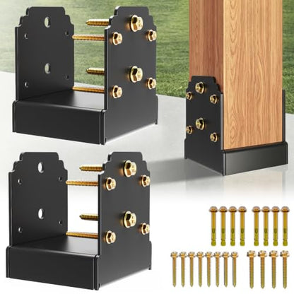 2 Pack 6X6 Post Base for Concrete, Heavy-Duty Post Anchor Bracket Kit - size: 6x6 post base (2 PCS)