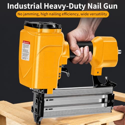 Nail Gun, Framing Pneumatic Nail Gun, 16GA, Nail Slot Capacity 100 for Upholstery, Diy Project, Woodworking, T50 - color: Orange-t50