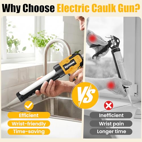 Electric Caulking Gun, 10 Oz Cordless Caulk Gun with 2X2.0Ah Batteries, 6-Speed, LED Light, Drip-free for Filling, Sealing, Repair