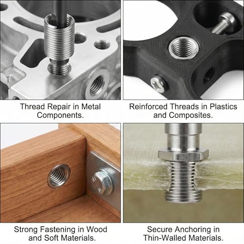 M5 x 0.8mm x 2.5D Helicoil Wire Inner Thread Inserts, Coiled Wire Helical Screws, 304 Stainless Steel, Metric, 150PCS - size: M5*0.8*2.5d
