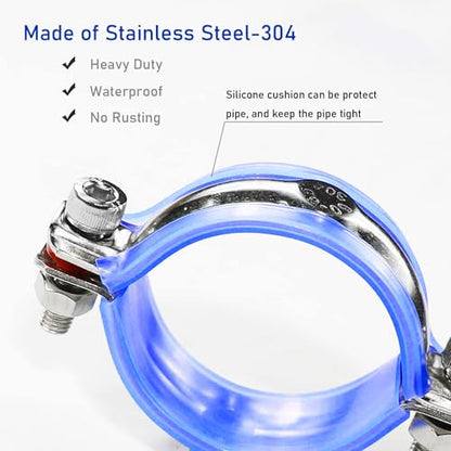 AKIHISA 2 Pcs 304 Stainless Steel Pipe Supports, Wall Mount Ceiling Mount Pipe Hanger, Pipe Holder for OD Pipe 32-34MM Adjustable Height Range 30-50mm - size: 32-34mm, style: Adjustable Height 30-50mm