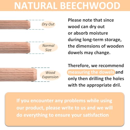 1/4-Inch Wooden Dowel Pins - 200 Pcs 1/4 x 1-1/4 inch Fluted Wood Dowels Rods,Hardwood Crafts Dowel Pegs ,Beechwood - size: 1/4 Inch - 200 Pcs