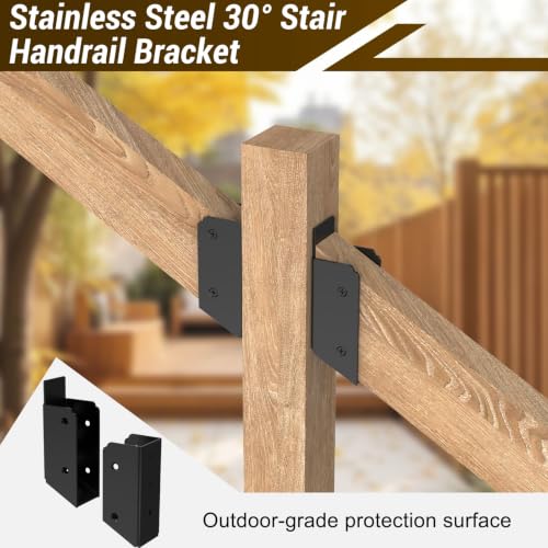 ForoGore 4 PCS 30° Stair 2”x 4” Stainless Steel Deck Railing Brackets - size: Angle 30°