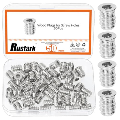 50Pcs M6x15mm Nickle Threaded Insert Nuts Assortment Kit Metric Hex Socket Drive Metal Bolt Wood Inserts Bolt Nut Insert for Wood Products Furniture - style: nickle plated 6x15MM threaded inserts nuts