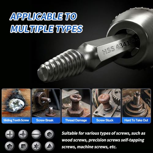 Greywolf 6 pcs Damaged Screw Extractor Set，Professional Grade Broken Bolt & Stripped Screw Remover Kit with Case，Hardened Steel Construction，Fits Drill & Hand Tools，DIY, Automotive, Plumbing Repair - size: 6