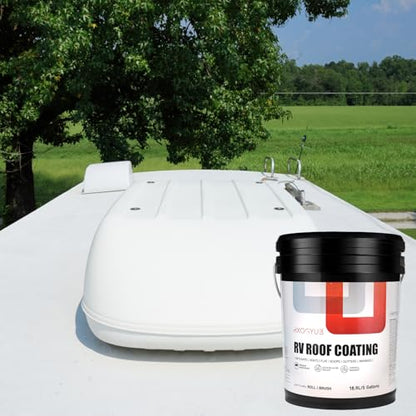 RV Roof Coating,with Seam Tape, Liquid White Rubber Coating, 5 Gallon