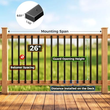 CAMMOO 110 Pcs 26"Rectangular Deck Balusters, Straight Spindles Railing Kit - size: 26 Inch