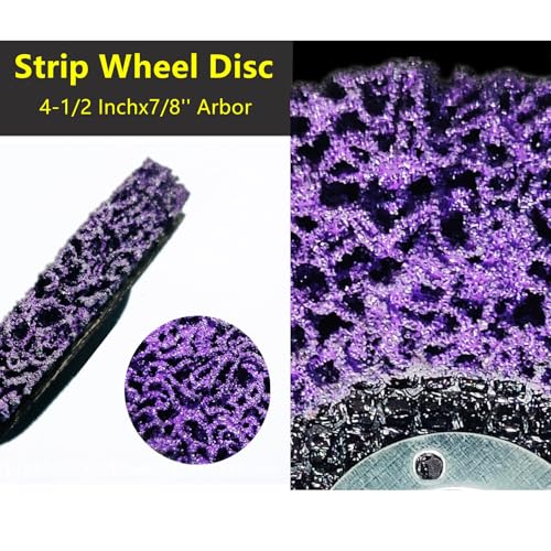 4 1/2 Inch Strip Wheel Discs for Angle Grinder - 4.5''x7/8'' Silicon Carbide Grinding Stripping Wheel Sanding Discs with 7/8'' Arbor for Cleaning,Remove Rust,Paint,Welds,Coating - style: Purple
