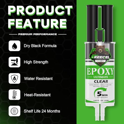 2 Part Clear Epoxy Glue 5 Minute Set Adhesive, 1.7 oz Syringe - color: Clear, size: 1.7 fl oz (50 ml)