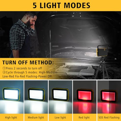 T-SUN Rechargeable Work Light, 2 Pack Portable Flood Lights for Job Site - size: 2 Pack