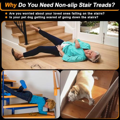 SMILOOL Clear Non-Slip Treads for Wooden Steps Indoor 5 Pack 4" x 32" Pre-Cut Anti-Slip Strips, Grip Tape Transparent Grips for Wood Stairs, Dogs, Kids and Pets, Waterproof - size: 4" X 32"