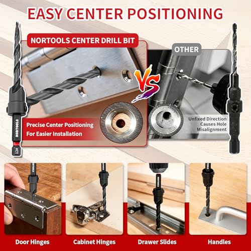 Countersink Bit Set, 18 PCS Counter Sink Drill Bit for Woodworking with 2 Wood Plug Cutters, 1/4" Hex Shank Screwdriver Bits, Depth Stop Collars,82° Counterbore with Storage Case