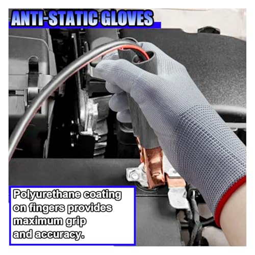 Anti-Static Work Gloves, Nylon Vinyl Wrap Gloves (2Pairs) - size: 2Pairs