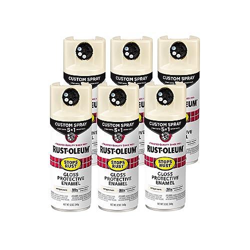 Rust-Oleum Stops Rust Custom 5-in-1 Spray Paint, Gloss Antique White - color: Gloss Antique White, size: 12 Ounce (Pack of 6)