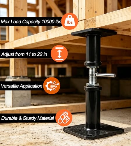 11"-22" House Jacks Post Pole Jack, Heavy-Duty Steel Basement Floor Jacks - color: Black, size: 11"-22" ( 4 Pack )