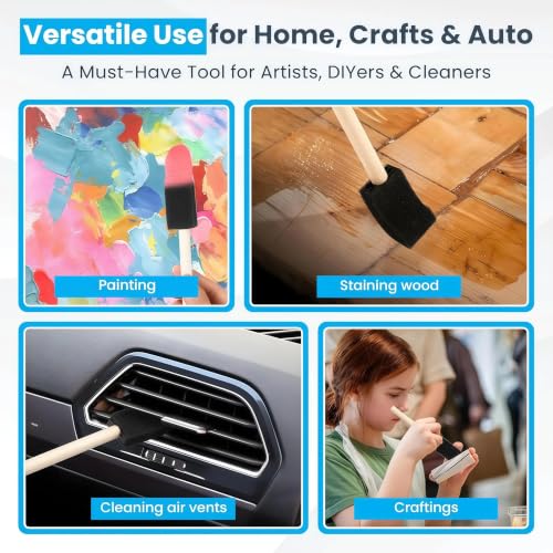 Foam Paint Brushes, 50 PCS, 1" Wide Head with Wooden Handle