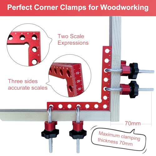 Corner Clamp for Woodworking, 4 Pcs 90 Degree Right Angle Corner Clamps, Premium Aluminum Alloy 5.5"x5.5" Squares for Precise Positioning & Clamping, Ideal for Cabinet & Picture Frame Assembly