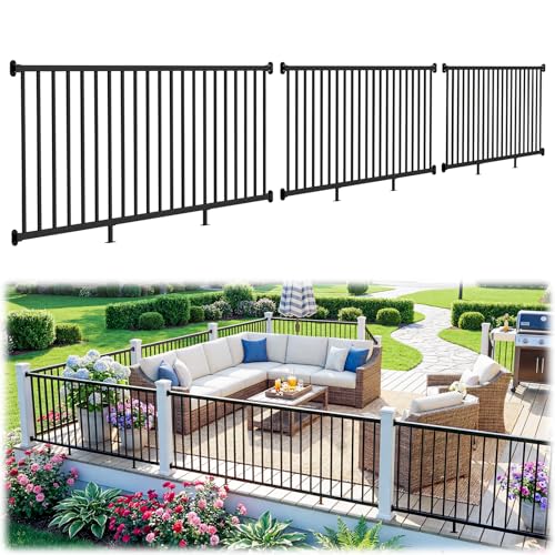 36 in H x 24 ft W Modular Real Aluminum Deck Railing Kit, 3 Panels - color: 8ft Level - 3Pack