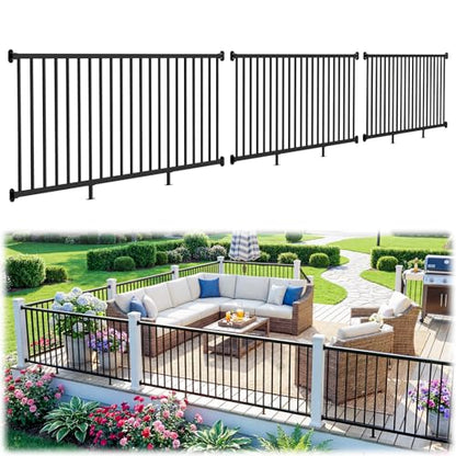 36 in H x 24 ft W Modular Real Aluminum Deck Railing Kit, 3 Panels - color: 8ft Level - 3Pack