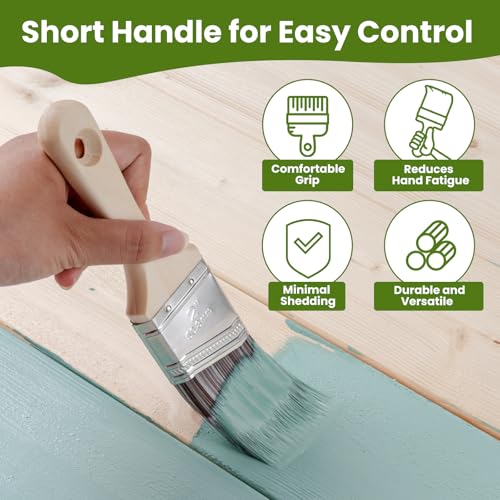 Paint Brushes, 2 Inch, Angled Brushes with Short Handle, 3 Pack - size: 2 Inch Angled, 3 Pack