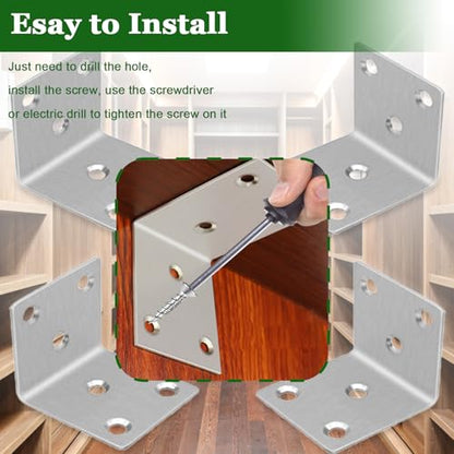 40PCS L Brackets 2X2X0.08IN 304 Stainless Steel Corner Braces - size: 2X2X0.08IN