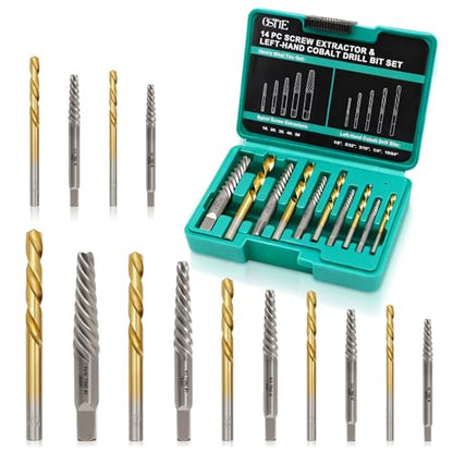 Screw Extractor Set with Left Hand Drill Bits 14Pcs