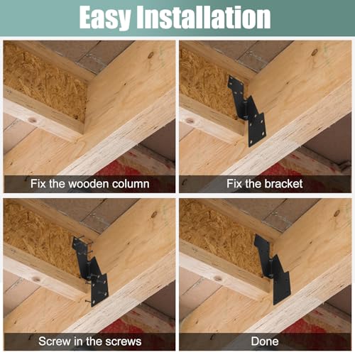 30 Pack Heavy Duty Hurricane Ties with Black Powder-Coated, Hurricane Straps Trusses/Rafters Ties Brackets Joist Hangers for Wood, Shed, Roof - style: Black