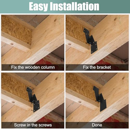 30 Pack Heavy Duty Hurricane Ties with Black Powder-Coated, Hurricane Straps Trusses/Rafters Ties Brackets Joist Hangers for Wood, Shed, Roof - style: Black