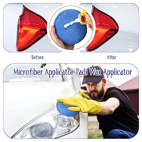 Tanlade 100 Pcs Car Detailing Microfiber Applicator Pad Wax Applicator Wash Microfiber Pads, 5 Inch Diameter (Blue) - color: Blue
