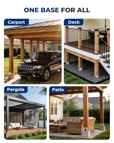 4PCS 6x6 Post Base Anchor for Concrete, Supports Deck Fence Pergola