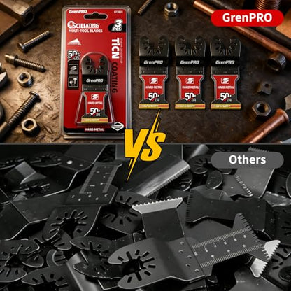 GRENPRO 3-Pack TiCN Carbide Oscillating Saw Blades for Metal Cutting