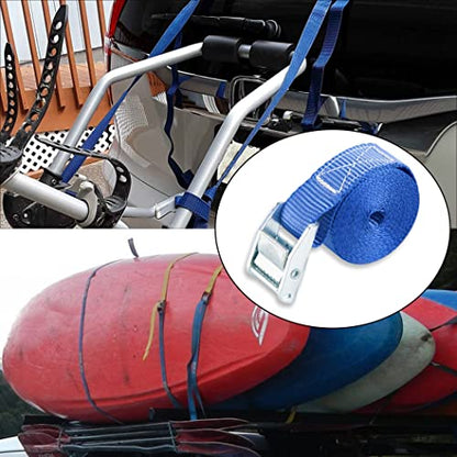 Cartman 1" x 12 ft Lashing Straps, 6 Pack, 600 lb Break Strength, Blue - color: Blue, size: 6 PK