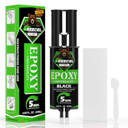 2 Part Black Epoxy Glue 5 Minute Set Adhesive, 0.85 oz Syringe - color: Black, size: 0.85 fl oz (25 ml)