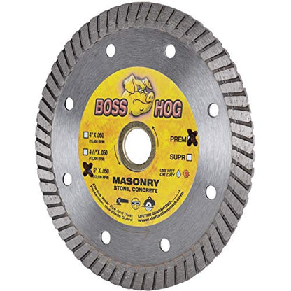 Delta Diamond Boss Hog 5 Inch 3 Pack Turbo Premium Diamond Blade for Masonry, Brick, Block, Pavers, Concrete, Stone, Wet/Dry Cutting, Continuous Rim (5" 3 Pack) - size: 5 Inch 3 Pack