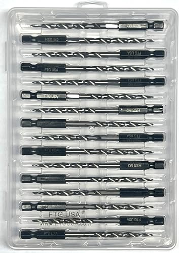 FTG USA 16Pc #8 (11/64") Replacement Countersink Drill Bit Set Tapered Bits - size: #8 (11/64"), style: 16 Bits w/o cutter