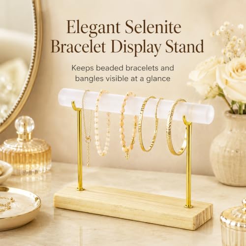 Selenite Bracelet Holder Display Stand, 7.9 x 2.2 x 5.9 in