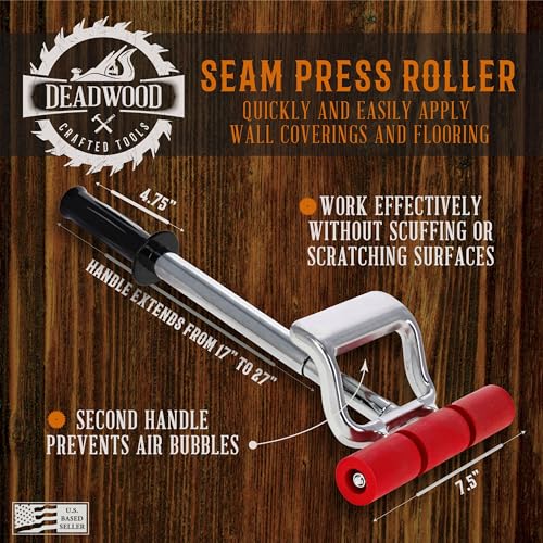 DCT Heavy-Duty Flooring Seam Press Roller, Extendable from 17in to 27in – Laminate, Vinyl, Carpet, Tile, Linoleum Floor