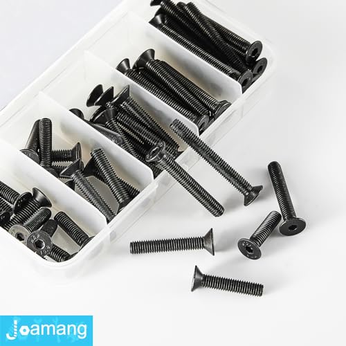 M5 x 30mm 35mm 40mm 45mm 50mm Flat Head Hex Socket Cap Screws Countersunk Bolts, 10.9 Grade Alloy Steel, Black Oxide Finish, Metric Allen Hex Drive, Fully Threaded, Assortment Kit 50Pcs - size: M5x30/35/40/45/50 mm