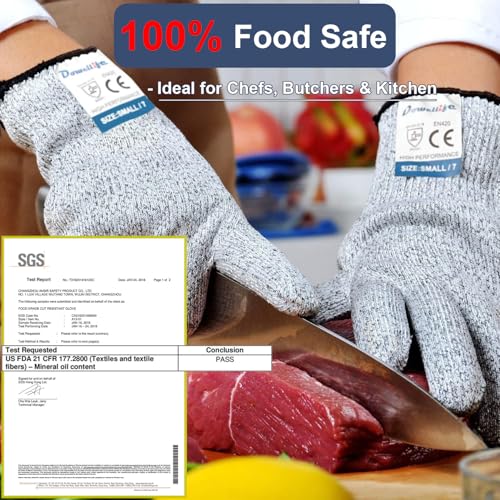 Dowellife Cut Resistant Gloves Food Grade Level 5 Protection, Safety Kitchen Cuts Gloves for Oyster Shucking, Fish Fillet Processing, Mandolin Slicing, Meat Cutting and Wood Carving. (X-Large-2 Pairs) - size: X-Large (Pack of 2), style: Original