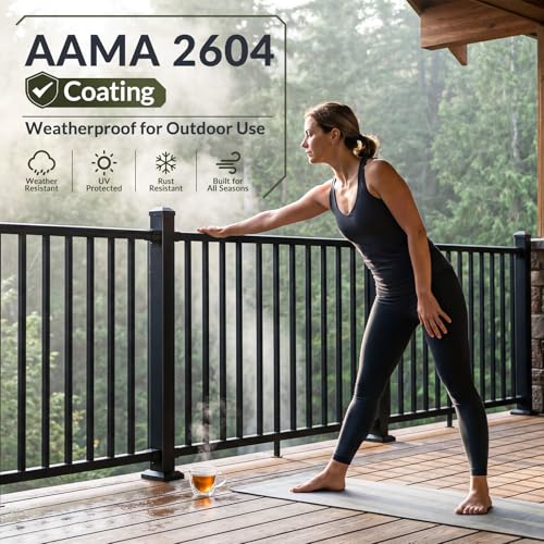Egadis 42 in x 3 ft Modular Aluminum Porch and Deck Railing Kit, Black - color: Level 3ft - 1Pack