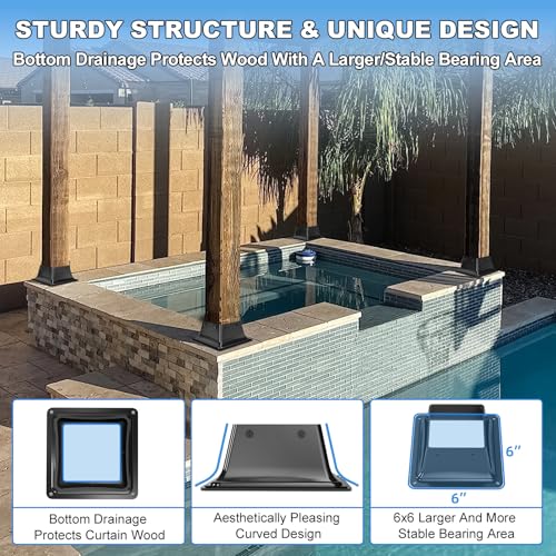4x4 Post Base 10PC-Inner Size 3.6x3.6-Metal Post Brackets-Deck Post Anchors-Solid Steel-Powder Coated-Wood Post Holder for Porch Handrail Railing Pergola Fence Pavilion-Support Deck Base