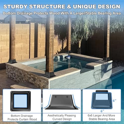4x4 Post Base 2PC-Inner Size 3.6x3.6-Metal Post Brackets-Deck Post Anchors-Solid Steel-Powder Coated-Wood Post Holder for Porch Handrail Railing Pergola Fence Pavilion-Support Deck Base