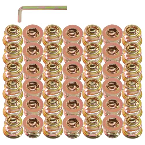 50 Pcs 1/4"-20 x 10mm Threaded Inserts for Wood - size: 1/4"-20 x 10mm