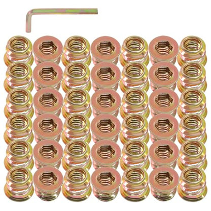 50 Pcs 1/4"-20 x 10mm Threaded Inserts for Wood - size: 1/4"-20 x 10mm