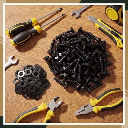 Hicarer 1/2" X 2" 80 Set Lag Bolts Kit for Wood Black Ceramic Hex Head - size: 1/2" X 2"
