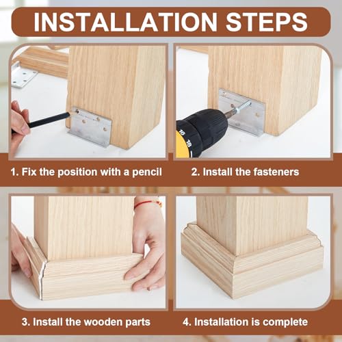 Blulu 1 Set 6" Newel Post Mounting Kit Deck Stair Floor Installation Kit - size: 6 Inch