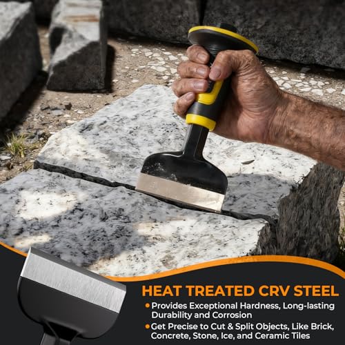 INCLY 3PCS Masonry Chisel Set with Hand Guard, Stone and Rock Chisel