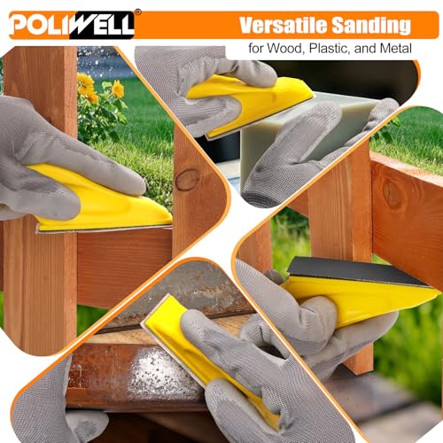 POLIWELL 120pcs Micro Detail SanderPaper Kit with Storage Box,3.5” x 1” Hand Sanding Block High Grit Kit,3-in-1 Sand Paper Kit,800-3000 Fine Grit Sandpaper Assortment Pack for Wood Tight Narrow Spaces - size: 800-3000Grit